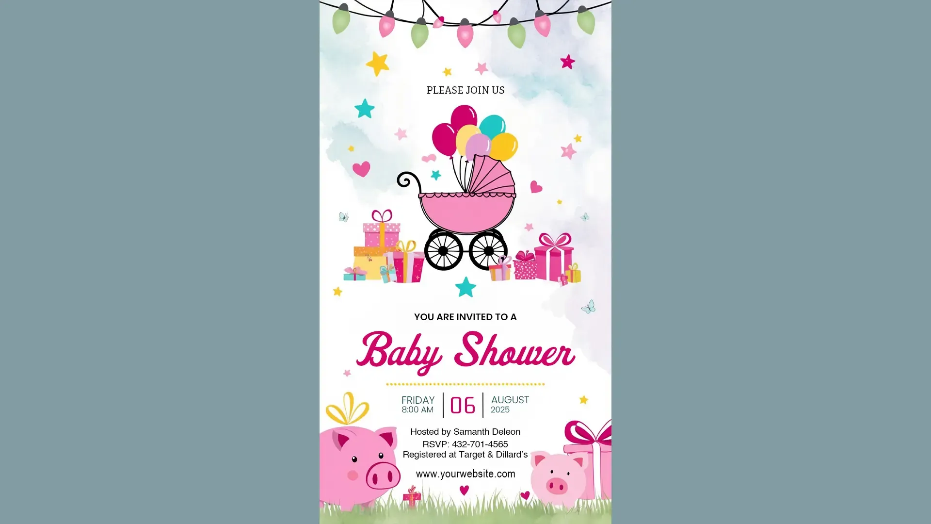 Whimsical Baby Shower Invitation Instagram Story PSD